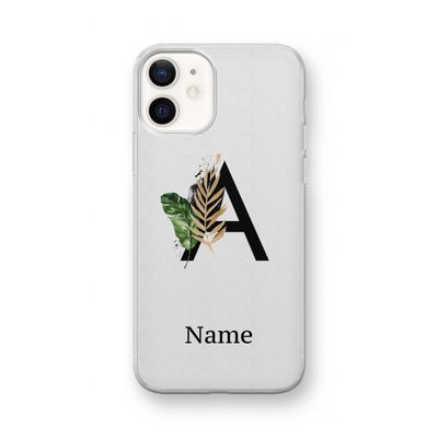 Charcoal Flora: iPhone 12 mini Transparant Hoesje