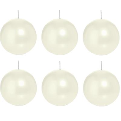 Trend Candles Bolkaars glad - 6x - parelmoer - 7 cm - 16 branduren - ronde kaarsen
