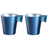 Luminarc Espresso kopje - Set van 4x stuks - donkerblauw - keramiek - 80 ml - koffiekopje bekers