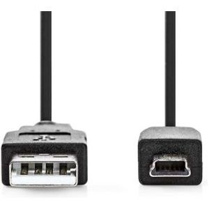 USB-Kabel | USB 2.0 | USB-A Male | USB Mini-B 5-Pins Male | 480 Mbps | Vernikkeld | 1.00 m | Rond |