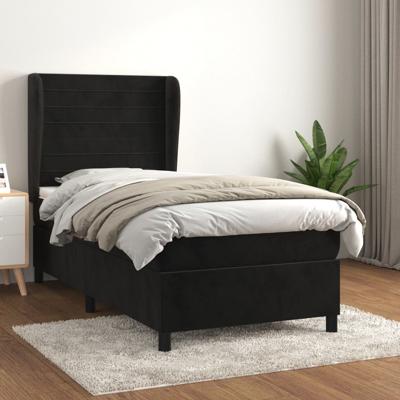 Boxspring met matras fluweel zwart 100x200 cm