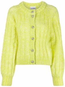 GANNI cardigan en mohair mélangé - Jaune