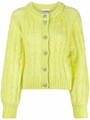 GANNI cardigan en mohair mélangé - Jaune