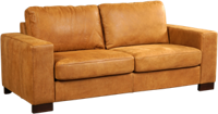 Cognac leren moderne 2.5-zitsbank Enjoy - poot hout bruin - Kenia Leer Cognac (cognac leer)