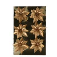 Decoratie bloemen op clip - 6x stuks - goud - kunststof - ornamenten