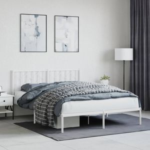 Bedframe met hoofdbord metaal wit 150x200 cm