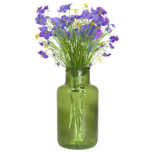 Bloemenvaas Milan - transparant groen glas - D15 x H25 cm - melkbus vaas met smalle hals