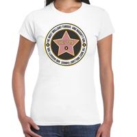 Verkleed T-shirt dames - wit - Most brilliant and famous - fout/goud/stout Verkleed T-shirt dames - wit - Most brilliant and famous - fout/goud/stout