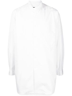 Yohji Yamamoto chemise en coton à design sans col - Blanc