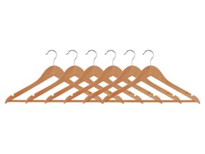 LIVARNO home Kleerhangerset (Natuur, 6 houten kleerhangers)