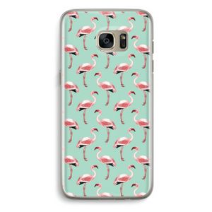 Flamingoprint groen: Samsung Galaxy S7 Edge Transparant Hoesje