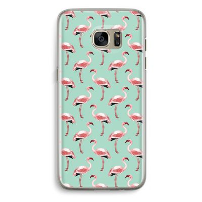 Flamingoprint groen: Samsung Galaxy S7 Edge Transparant Hoesje
