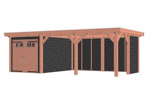 Trendhout Buitenverblijf Siena 775x415 cm - Combinatie 1- Plat dak- Onbehandeld lariks Douglas hout- Trendhout