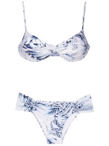 Lygia & Nanny bikini à imprimé palmier - Bleu