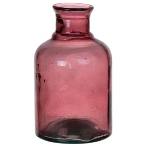 Bloemenvaas - paars - transparant gerecycled glas - D12 x H20 cm