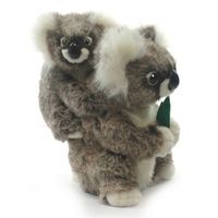 Grijze pluche koala met baby 28 cm   -