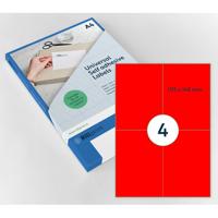 Etiket Rillprint 105x148mm fluorrood 400 etiketten