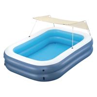 Bestway Opblaasbare Zwembad 2 Kamers Rechthoek met Toldo 254x178x140 cm +6 Jaar Tuin 54449