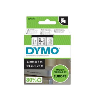 DYMO D1 -Standard Labels - Black on Transparent - 6mm x 7m