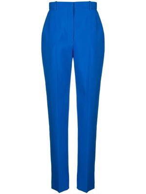 Alexander McQueen pantalon de tailleur en laine à taille haute - Bleu