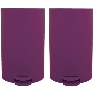 Prullenbak/pedaalemmer - 2x - kunststof - paars - 3 liter - 15 x 27 cm - Badkamer/toilet