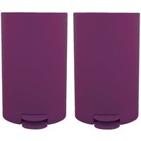 Prullenbak/pedaalemmer - 2x - kunststof - paars - 3 liter - 15 x 27 cm - Badkamer/toilet