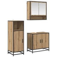 Badkamermeubelset met plank 3 pcs Artisan Eiken Bewerkt hout
