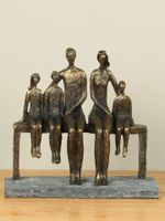 Familie met 3 kinderen bronslook, 22 cm - thumbnail