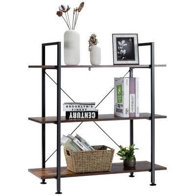Industriële 3-Tier Boekenkast Bloemenstandaard Plank met Metalen Frame Multifunctionele Display-Eenheid Rustiek Bruin