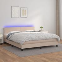 Boxspring met matras en LED kunstleer cappuccinokleur 180x200cm