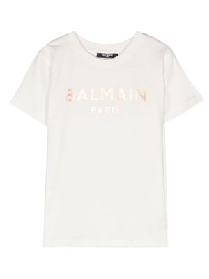 Balmain Kids t-shirt en coton à logo imprimé - Blanc