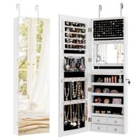 Sieradenkast met LED-verlichting Sieradenrek met Full-length Spiegel Wit