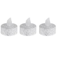 Ambiance Light LED waxinelichtjes - 12x stuks - zilver - 4 cm - op batterij - kerstverlichting