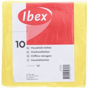 Ibex vaatdoekjes/huishouddoekjes - 10x - viscose - geel