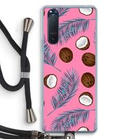 Kokosnoot roze: Sony Xperia 5 II Transparant Hoesje met koord