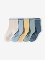 Set van 5 paar gekleurde sokken voor babyjongen grijsblauw