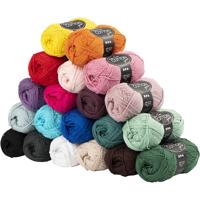 Creativ Company Katoengaren, afm 8/4, l: 170 m, inhoud kan variëren , diverse kleuren, 20x50 gr/ 1 doos