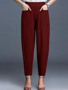Plain Pockets Casual Harem Pants