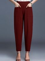 Plain Pockets Casual Harem Pants