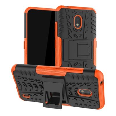Voor Nokia 2 2 Tire textuur TPU + PC schokbestendig geval met houder (Orange)