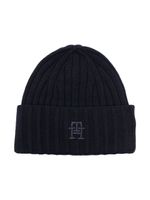 Tommy Hilfiger bonnet nervuré à logo brodé - Bleu