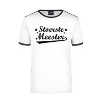 Stoerste meester wit/zwart ringer t-shirt voor heren