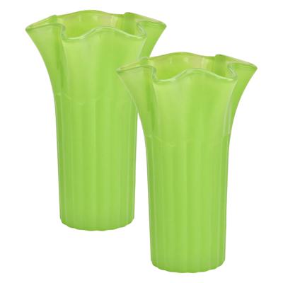 Atmosphera Bloemenvaas - 2x - groen - D16 x H25 cm - glas - hoge vaas