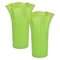 Atmosphera Bloemenvaas - 2x - groen - D16 x H25 cm - glas - hoge vaas