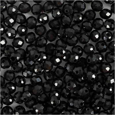 Creativ Company Facet kralen, afm 3x4 mm, gatgrootte 0,8 mm, metallic zwart, 100 stuk/ 1 doos