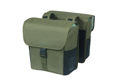 Basil Dubbele fietstas go 32 liter - 14 x 27 x 31 cm - donkergroen