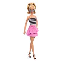 Mattel Fashionistas #213 - Striped top, pink skirt and sunglasses pop 65e verjaardag