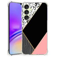 Samsung Galaxy A35 Shockproof Case Zwart Roze Vormen - thumbnail