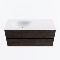 MONDIAZ VICA 110cm badmeubel onderkast Dark Brown 2 lades. Wastafel MOON links 1 kraangat, kleur Talc.