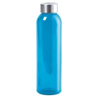 Glazen waterfles/drinkfles blauw transparant met RVS dop 500 ml - thumbnail